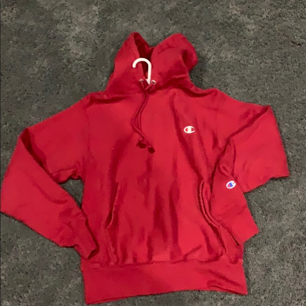 men’s champion red hoodie
